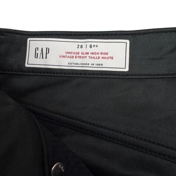 Gap Women's High Rise Vegan Patent Leather Vintage Slim Pants 28 - Picture 4 of 6